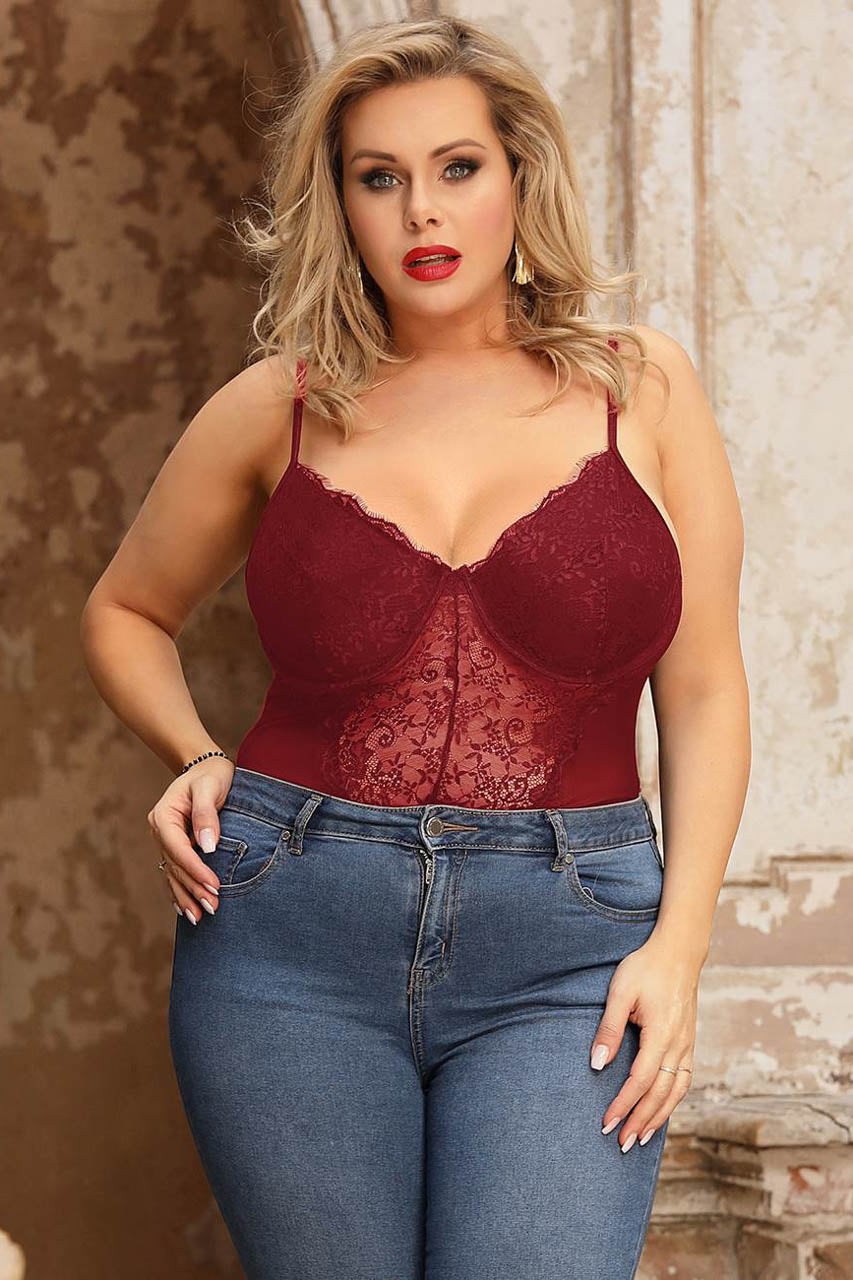 Plus Size Lace Underwire Teddy.