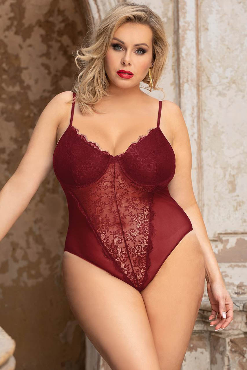 Plus Size Lace Underwire Teddy.