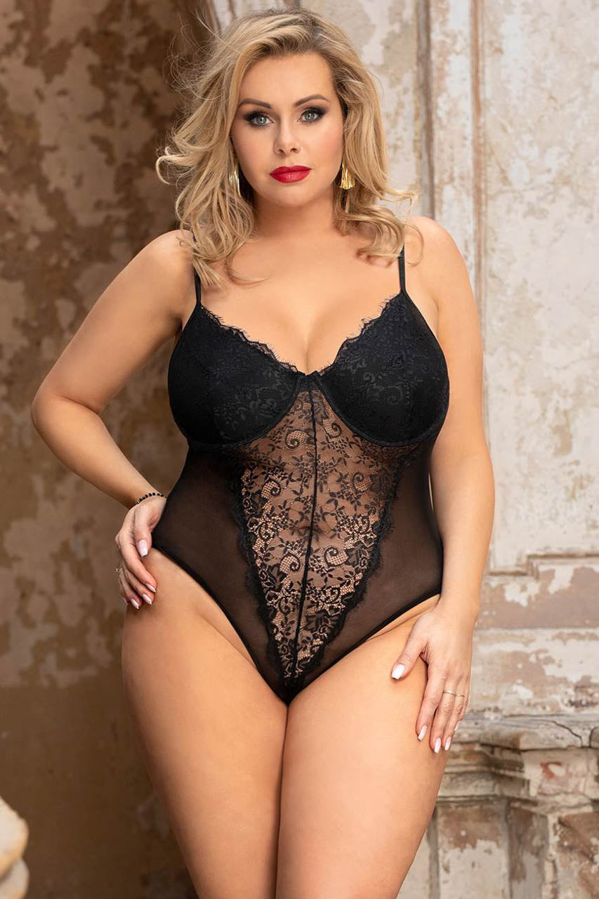 Plus Size Lace Underwire Teddy.