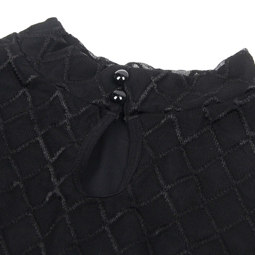 High Neck Mesh Sleeve Lingerie Teddy.