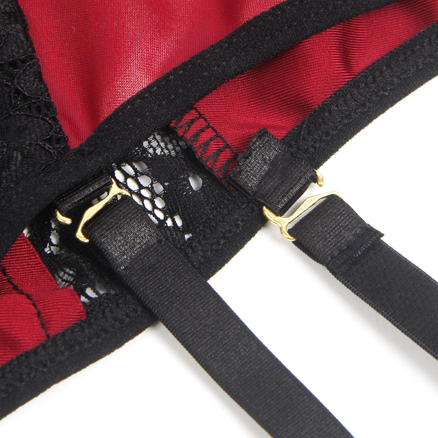 Burgundy Faux Leather Teddy Lingerie.