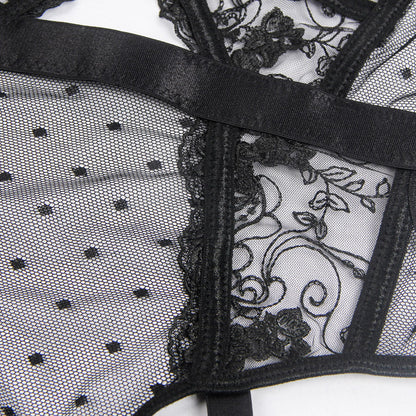 Embroidered Lace Cut Lingerie Teddy.