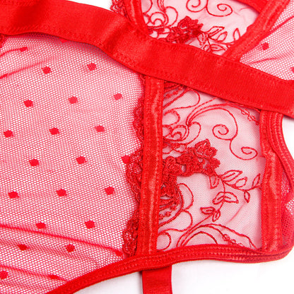 Embroidered Lace Cut Lingerie Teddy.