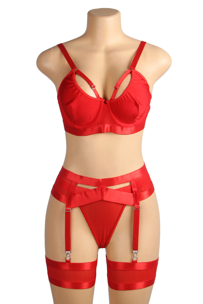 Bondage Bra and Garterbelt Set