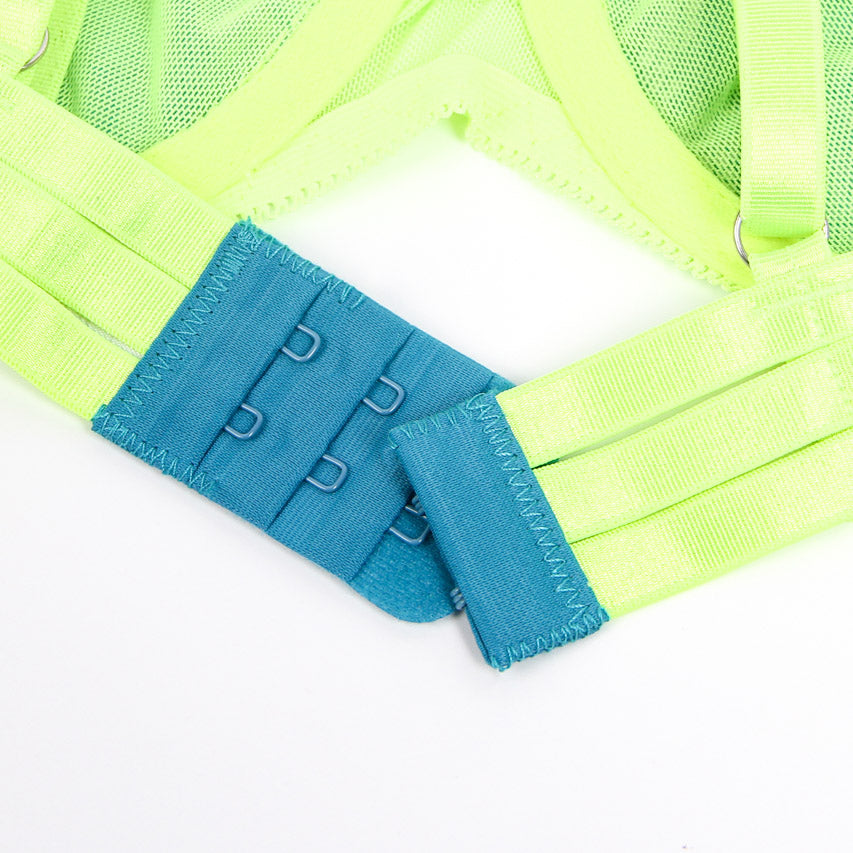 Neon Lace Bra and Garter Set.