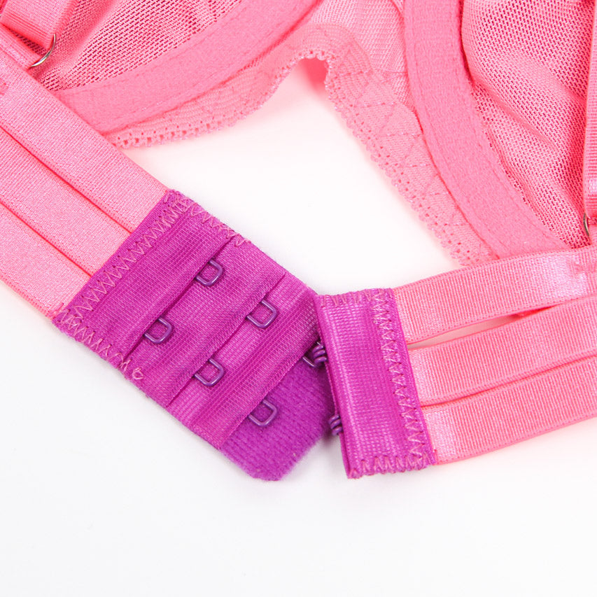 Neon Lace Bra Lingerie Set.