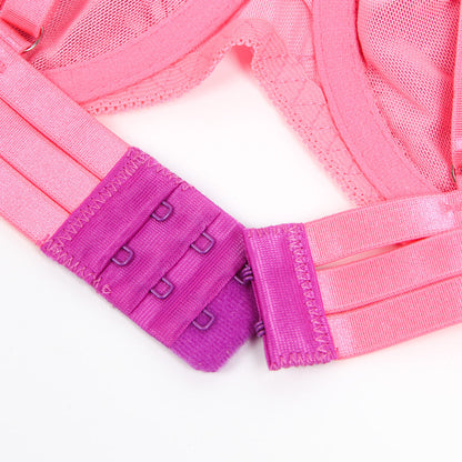 Neon Lace Bra Lingerie Set.