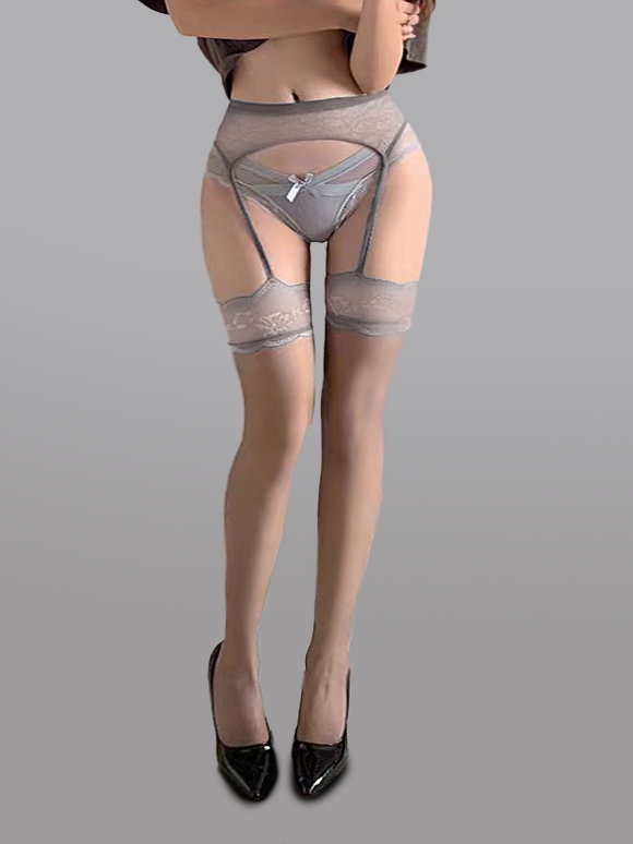 Lace Waist Garter Tights.