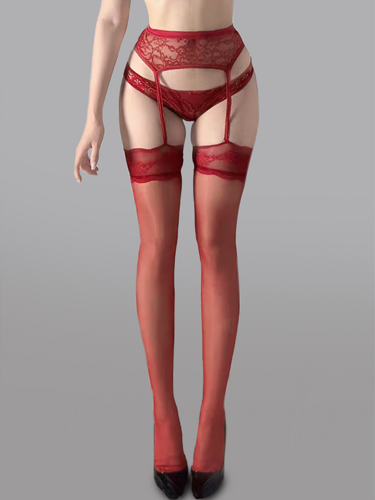 Lace Waist Garter Tights.