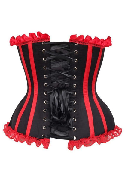 Top Drawer Black/Red Steel Boned Burlesque Corset