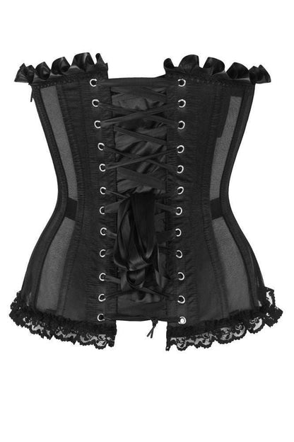 Top Drawer Steel Boned Black Mesh Underwire Bustier Corset