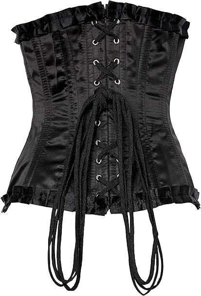 Top Drawer Black Satin Steel Boned Underwire Curvy Cut Waist Cincher Corset