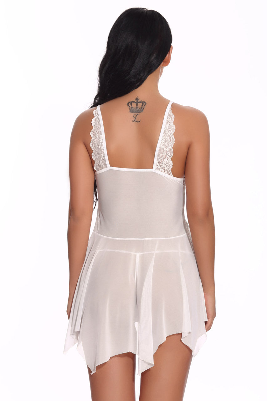 Mesh and Contrast Lace Babydoll.