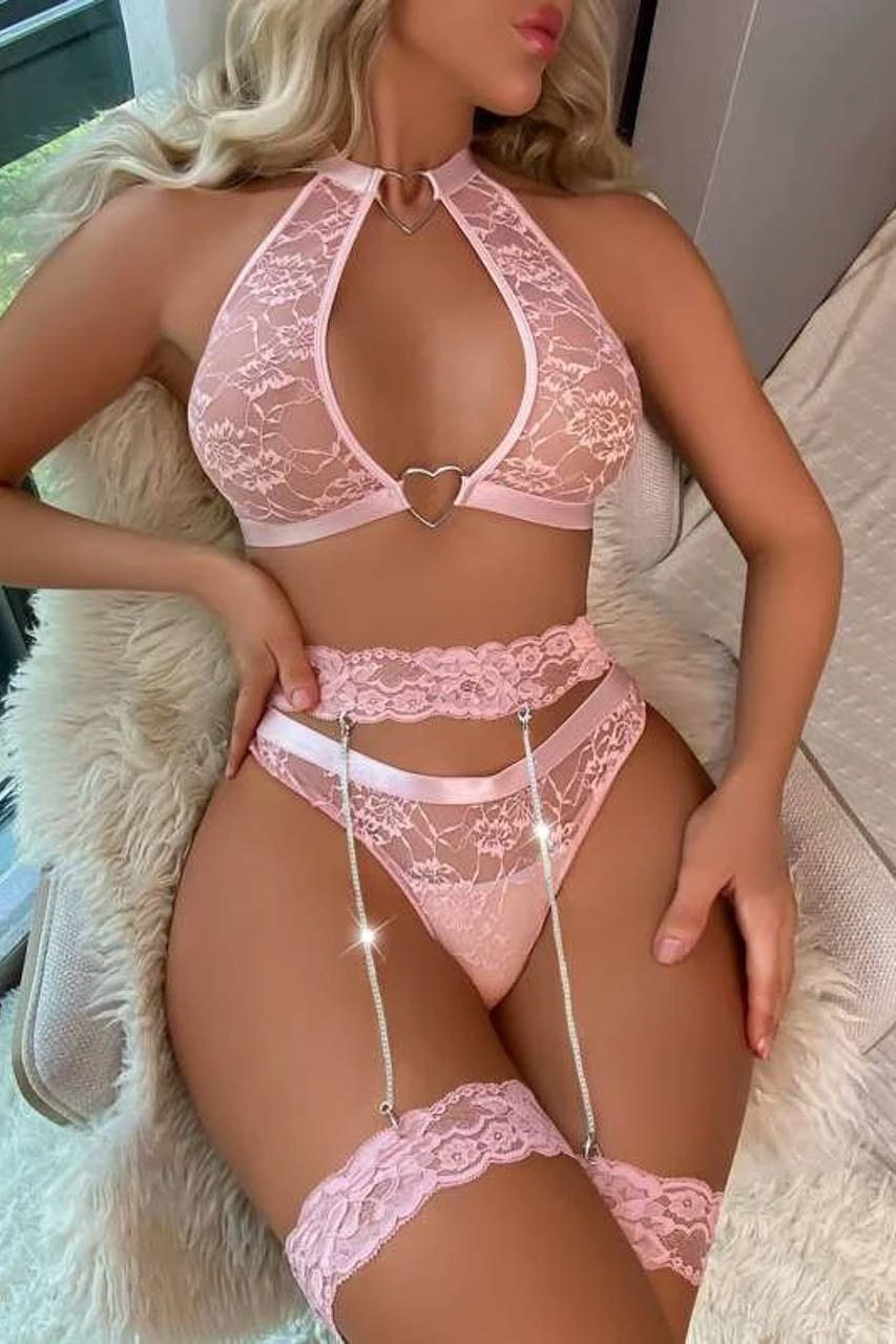 High Neck Bra and Garter Set.