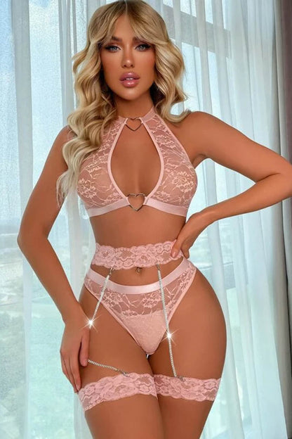 High Neck Bra and Garter Set.