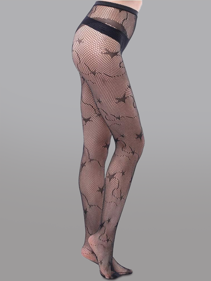Star-Decorated Mesh Tights.