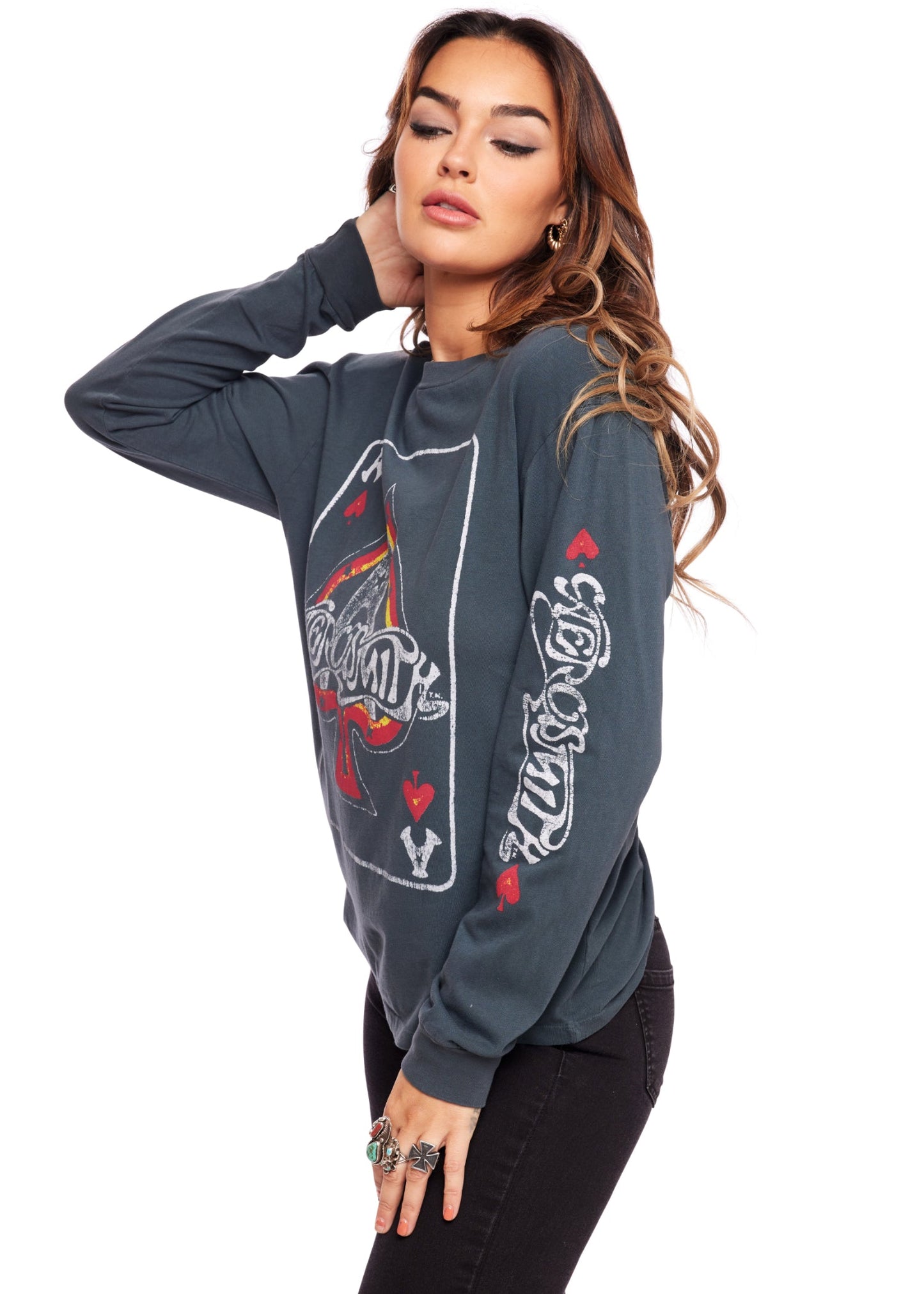 Aerosmith Ace Of Spades Oversized Long Sleeve Band Shirt by Daydreamer LA