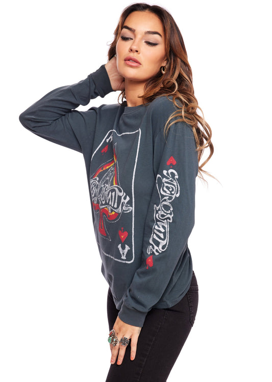 Aerosmith Ace Of Spades Oversized Long Sleeve Band Shirt by Daydreamer LA