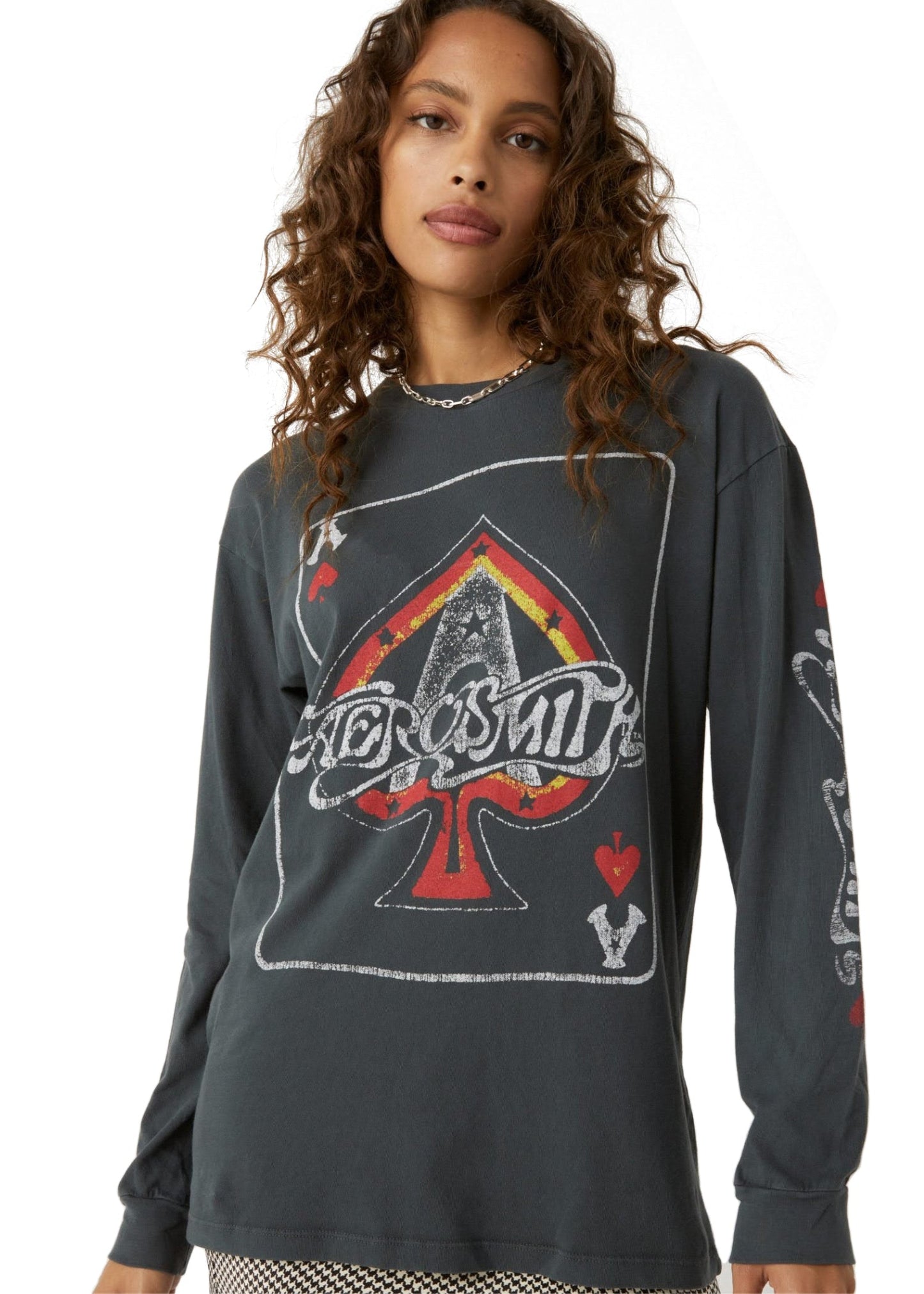 Aerosmith Ace Of Spades Oversized Long Sleeve Band Shirt by Daydreamer LA