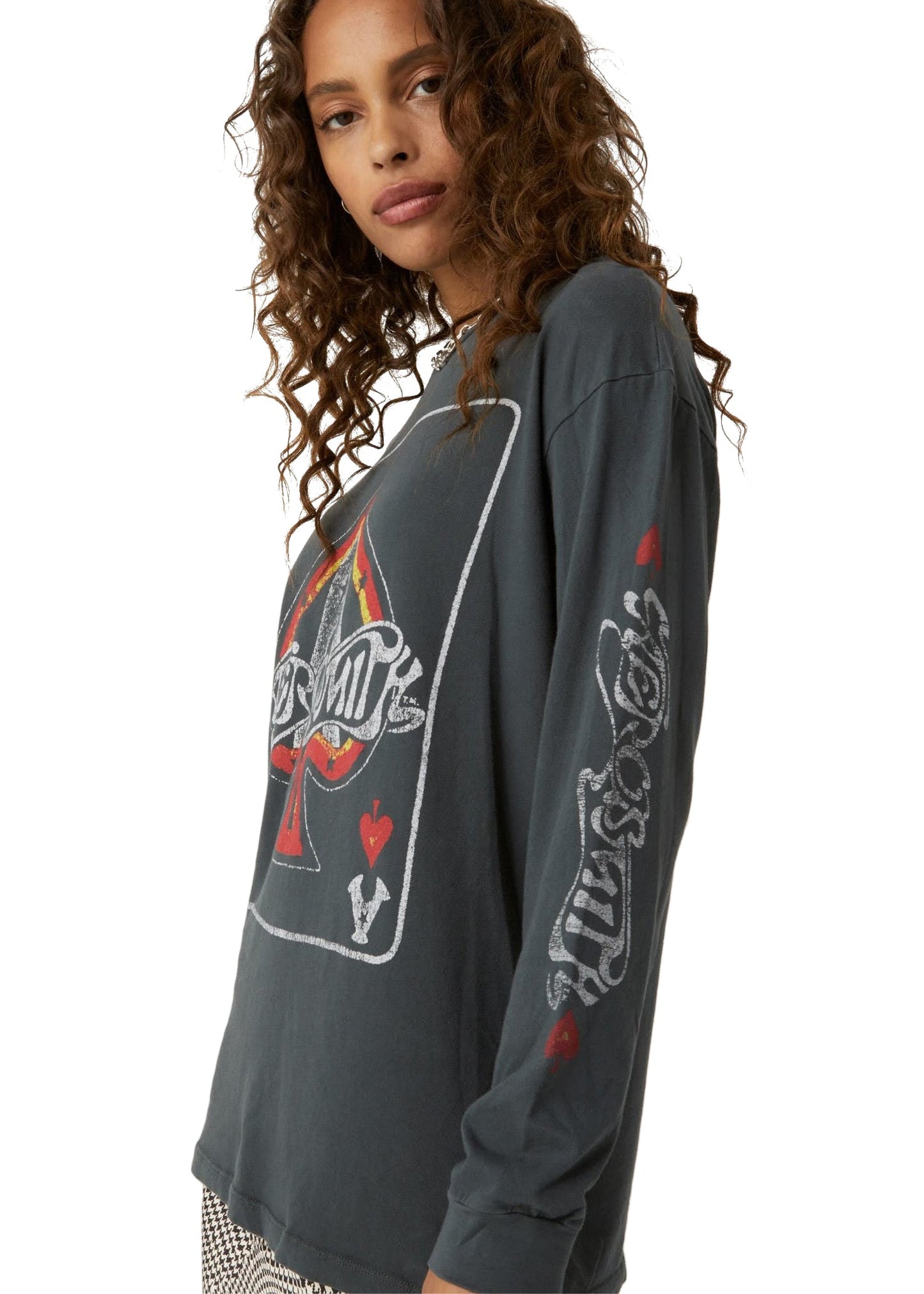 Aerosmith Ace Of Spades Oversized Long Sleeve Band Shirt by Daydreamer LA