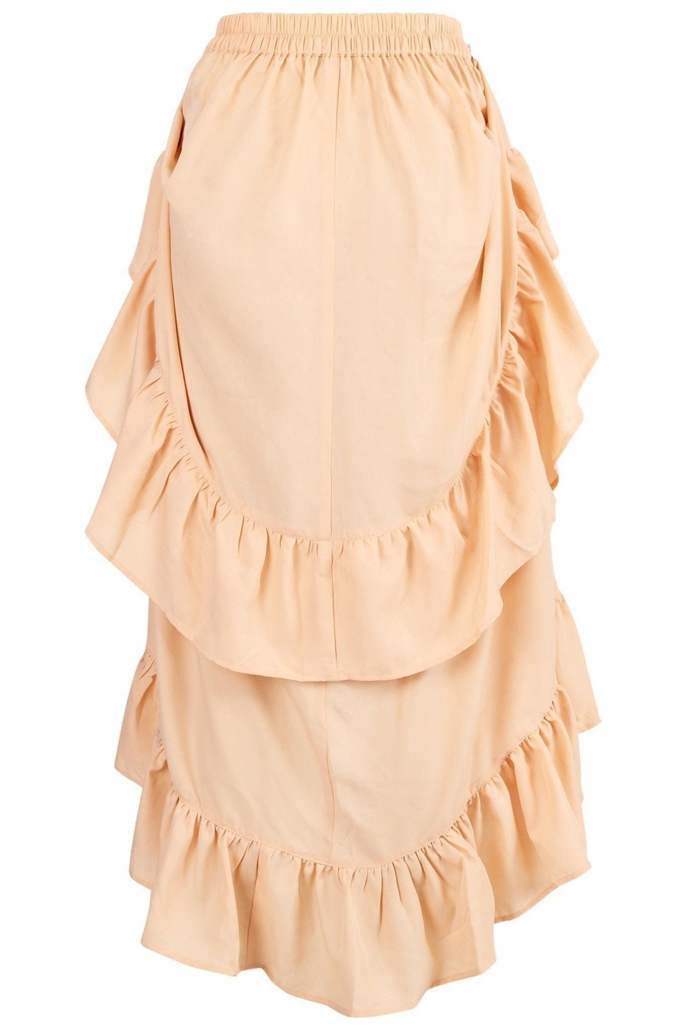Beige Crepe Adjustable High Low Skirt.