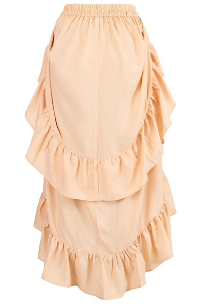 Beige Crepe Adjustable High Low Skirt.