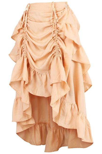 Beige Crepe Adjustable High Low Skirt.