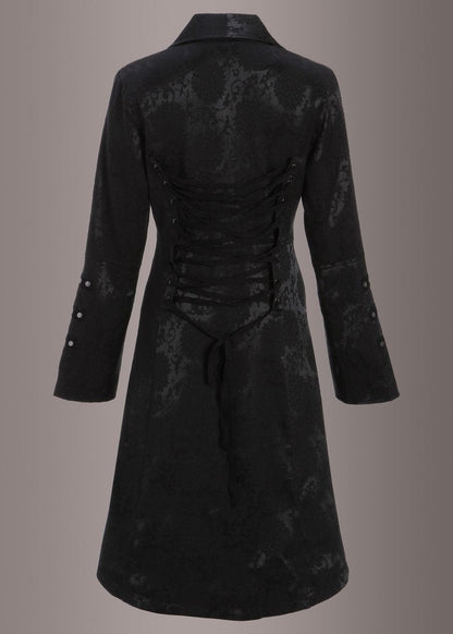 Black Brocade Gothic Pirate Coat - Unspoken Fashion