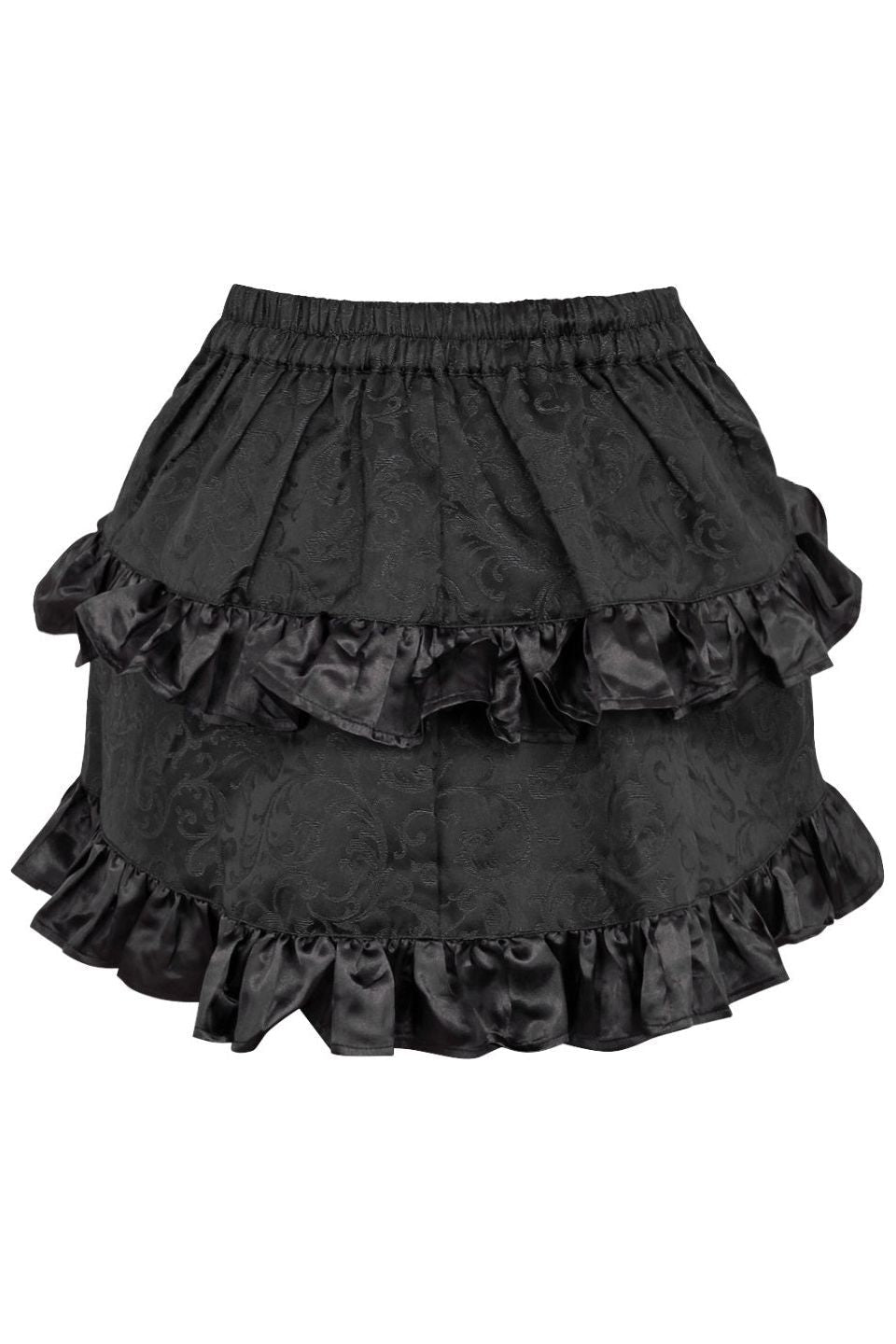 Black Brocade Ruched Bustle Skirt.