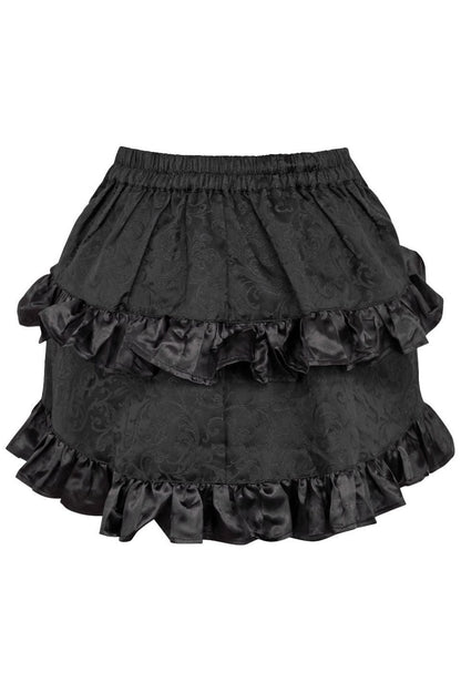 Black Brocade Ruched Bustle Skirt.