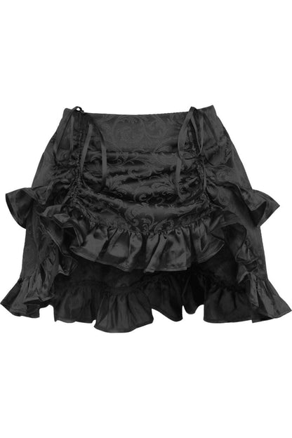 Black Brocade Ruched Bustle Skirt.