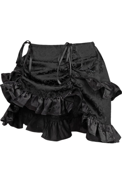 Black Brocade Ruched Bustle Skirt.