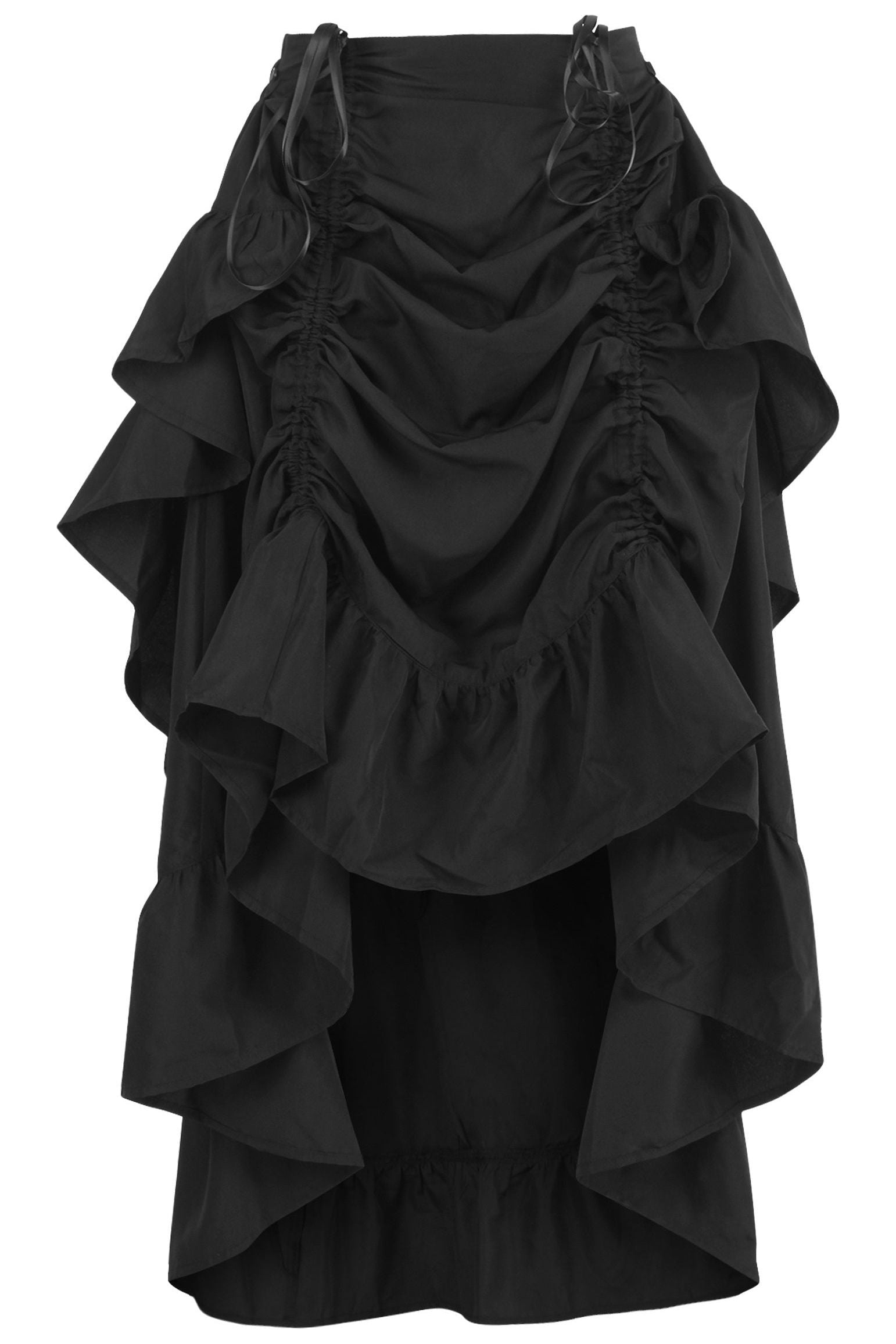Black Crepe Adjustable High Low Skirt.