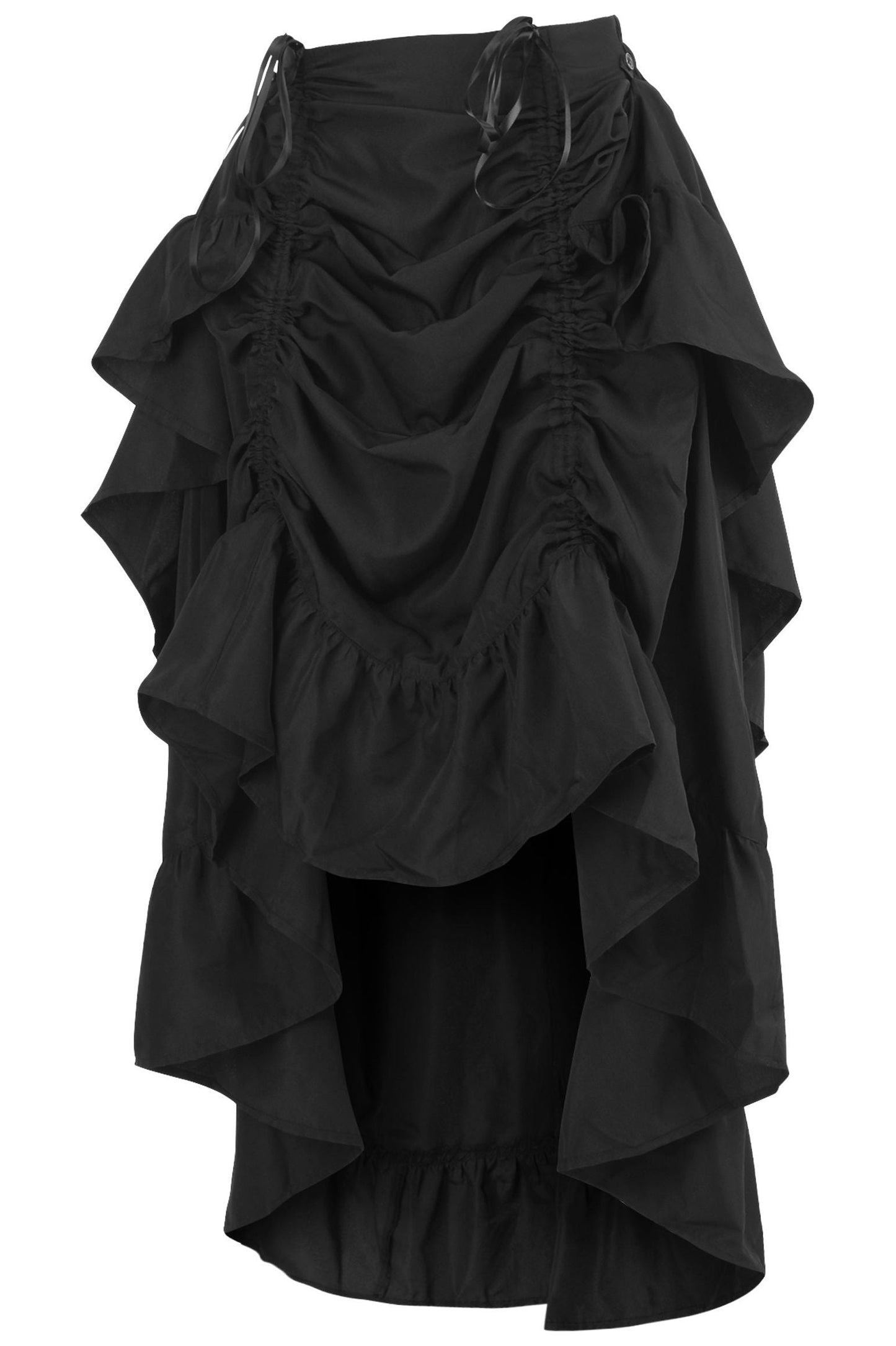 Black Crepe Adjustable High Low Skirt.