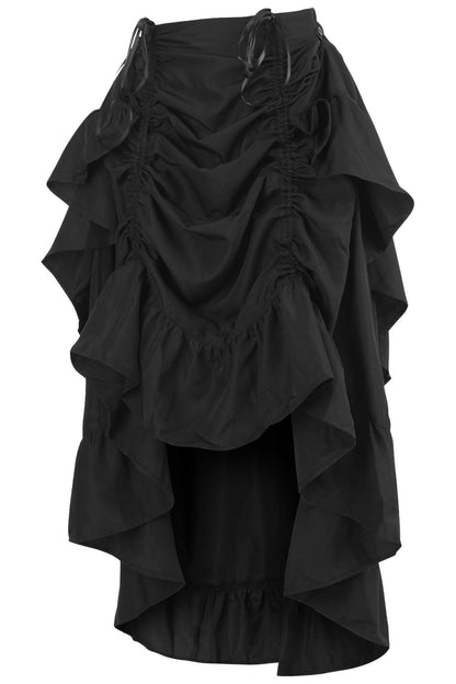 Black Crepe Adjustable High Low Skirt.