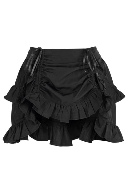 Black Crepe Ruched Bustle Skirt.