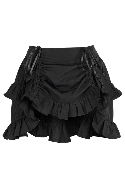 Black Crepe Ruched Bustle Skirt.