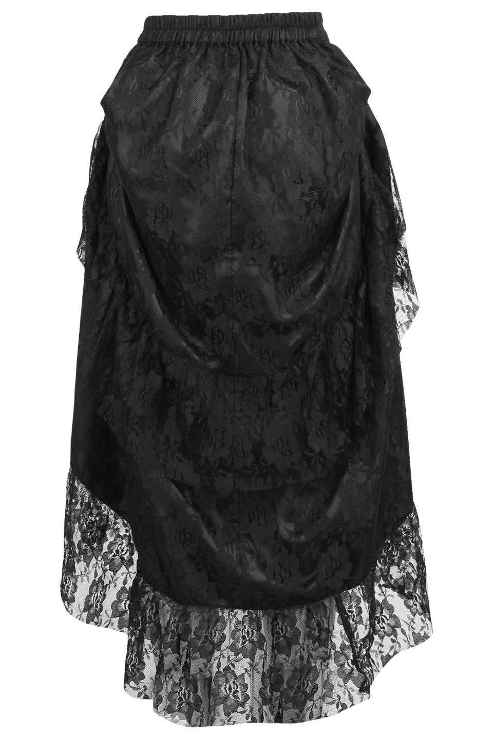 Black Lace Adjustable High Low Bustle Skirt.