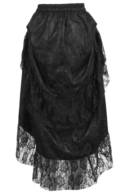 Black Lace Adjustable High Low Bustle Skirt.