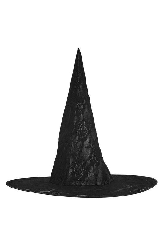 Black Lace Witch Hat - Costume Accessory
