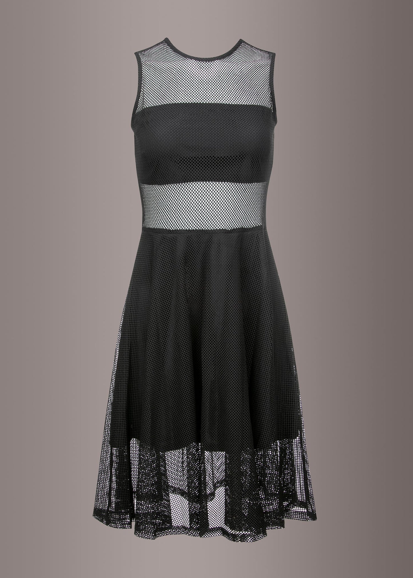 She's Got The Look Black Contrast Mesh A-Line Midi Dress