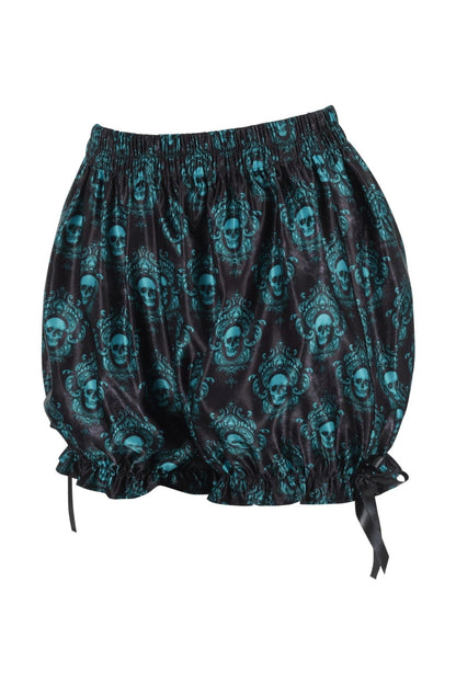 Black & Teal Gothic Skull Print Bloomers