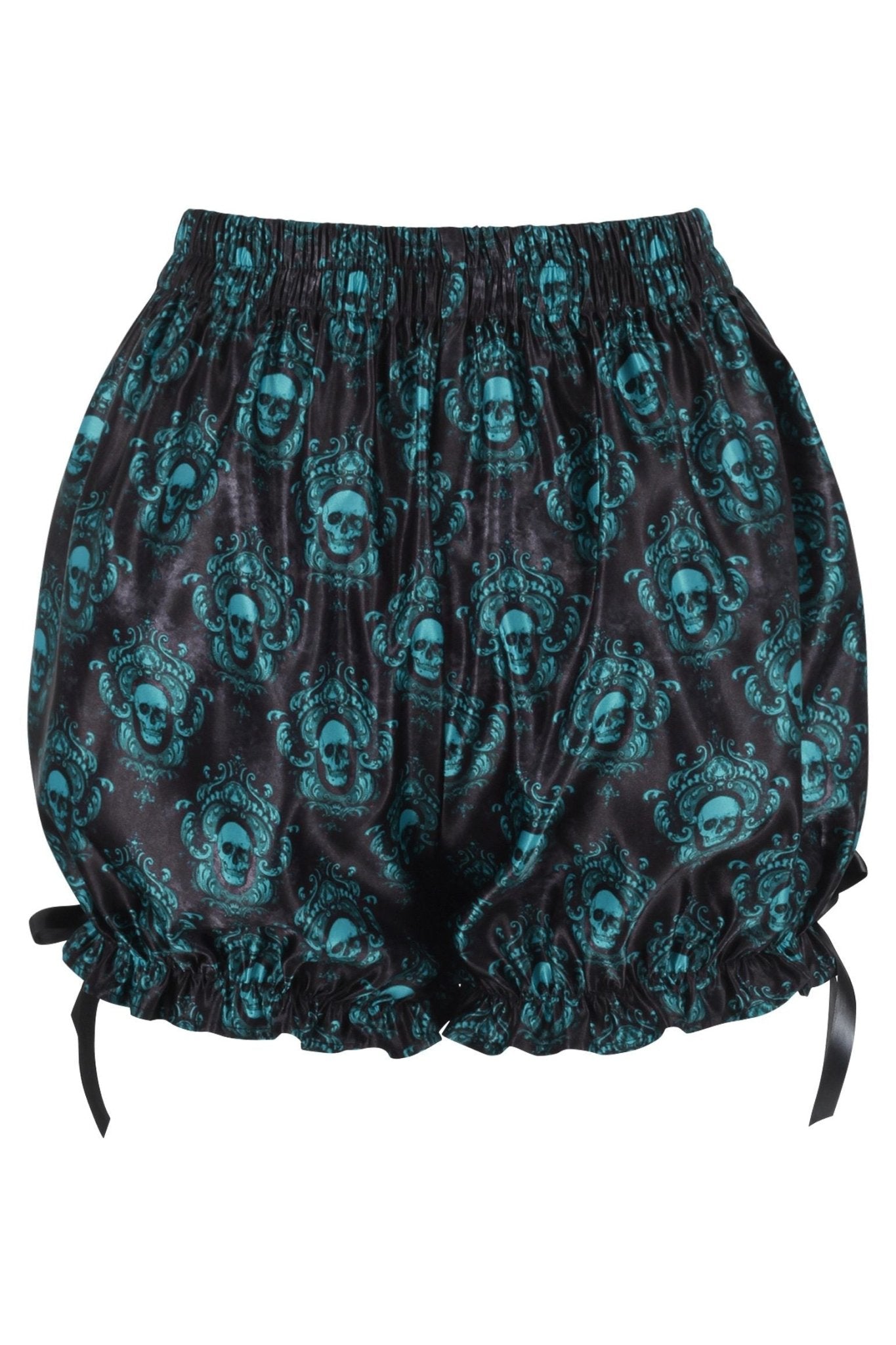 Black & Teal Gothic Skull Print Bloomers