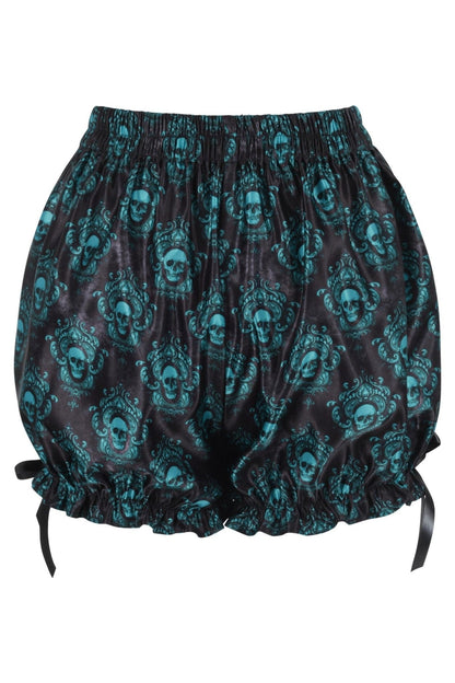 Black & Teal Gothic Skull Print Bloomers