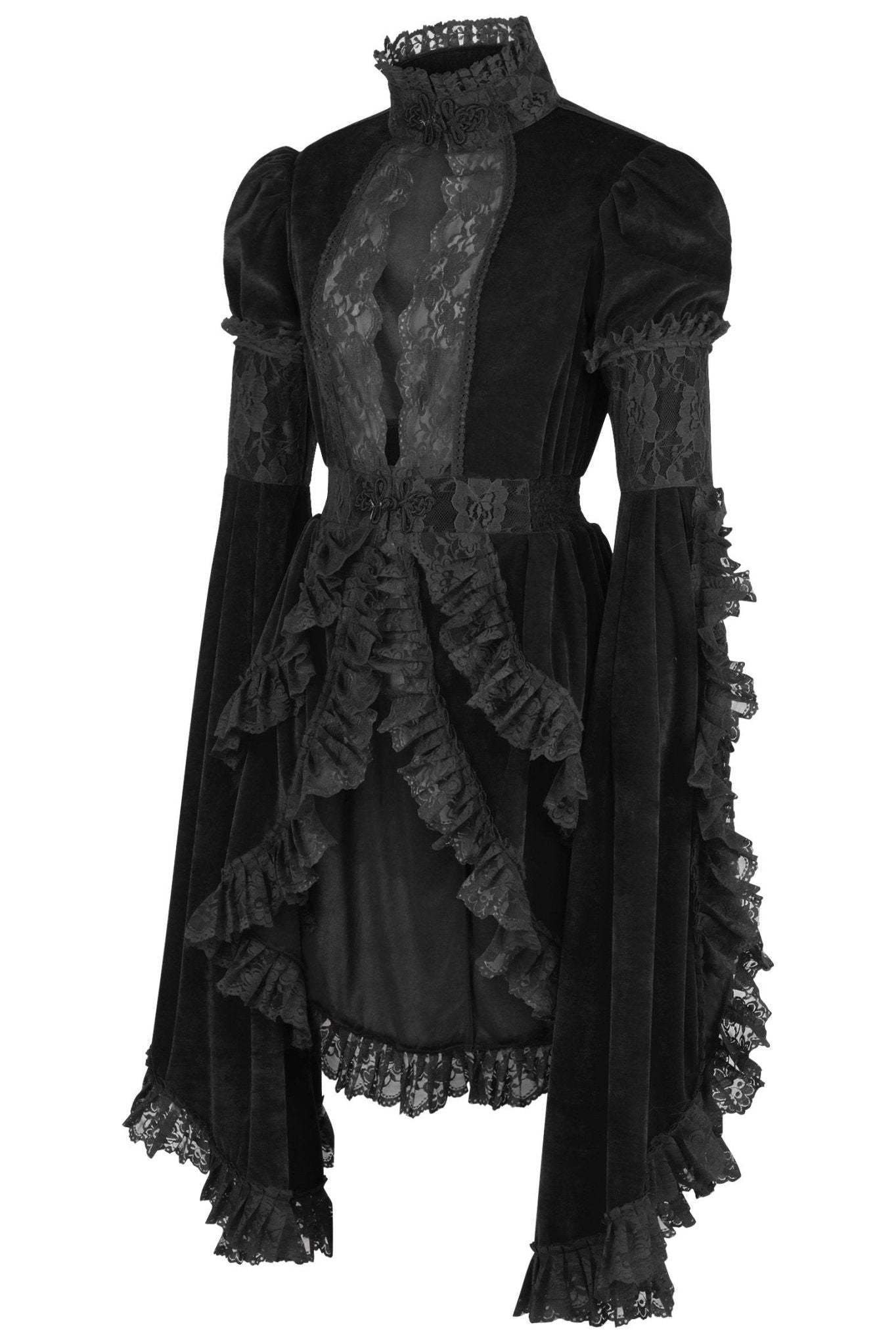 Black Velvet & Lace Ruffled Jacket.