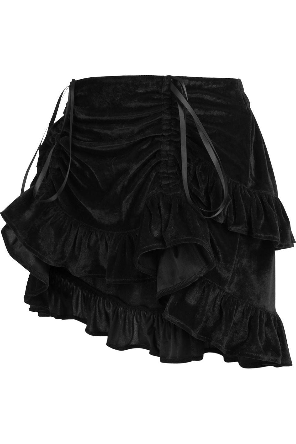 Black Velvet Ruched Bustle Skirt.