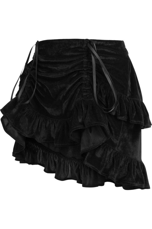Black Velvet Ruched Bustle Skirt.