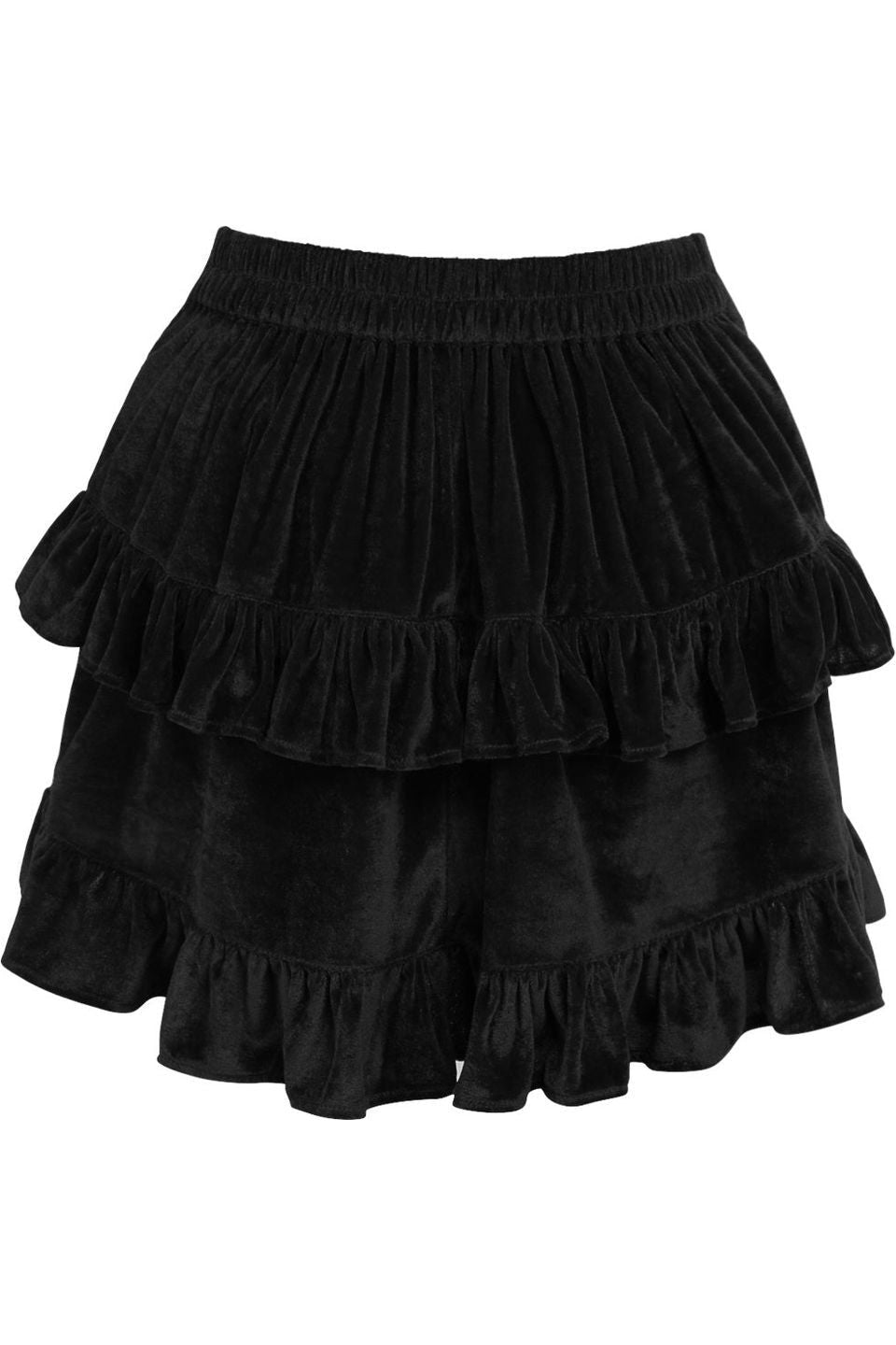 Black Velvet Ruched Bustle Skirt.