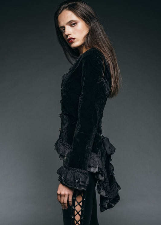 Vampire Royalty Black Tailcoat Velvet Gothic Jacket