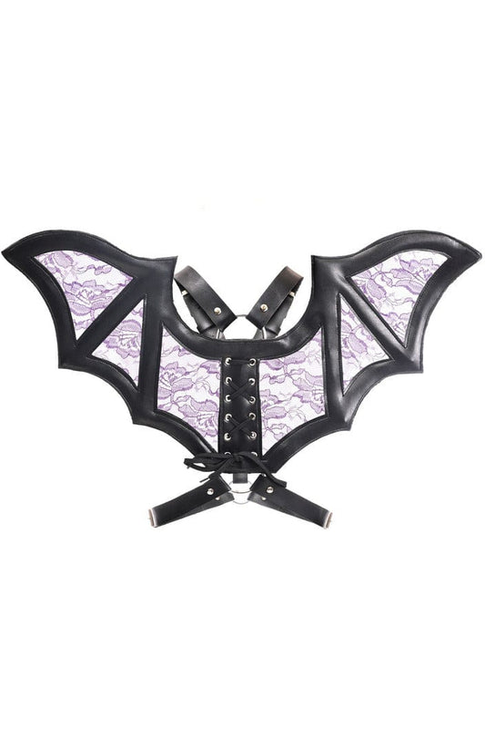 Black/Purple Faux Leather & Lace Wing Harness.